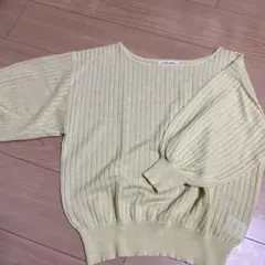 イエロー　春物ニット 五分丈　ルクールブラン