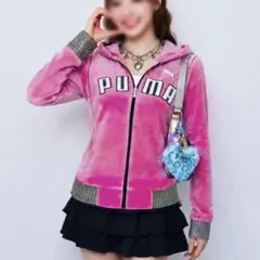【Y2K】PUMA ベロア　ジップアップ　パーカー ピンク ジャージ　ジャケット