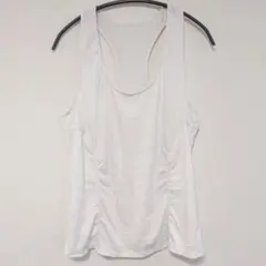 ストレッチ素材 オールシーズン レーサーバック タンクトップ ホワイト L相当