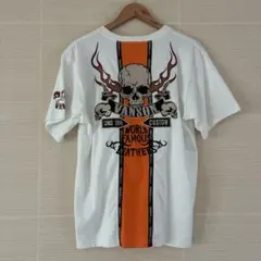 VANSON 半袖Tシャツ スカル刺繍 ホワイトのサムネイル
