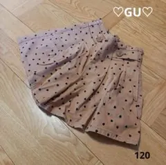 GU　女の子　パンツ　可愛い　綿100%　総柄　ブラウン　幼児　小学生　120㎝