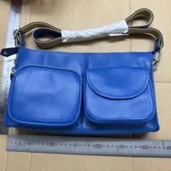 クレドラン ショルダーバッグ クラッチ ネイビー 革ナイロン CLEDRAN 