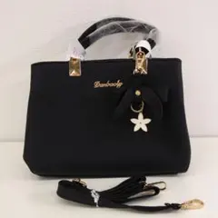 【植113】黒　合成皮革　ハンドバッグ 未使用