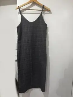 グレー系チェック キャミワンピース
