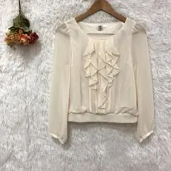 ★ミッシェル•クラン★フロントフリル ブラウス 【M】 長袖 シフォン