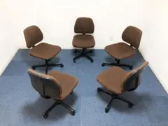 ノーリツ オフィスチェア5脚セット 360°回転式・手動高さ調節可能　事務椅子