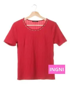 新品タグ付き　INGNIイング　パールリブトップス　レッド