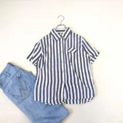 Converse/コンバース◇ストライプカジュアル半袖シャツ『L』コットン　薄手のサムネイル