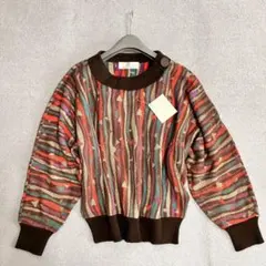 【新品未使用】90s 総柄　ニット　ドルマン　ゆったり　カラフル　M