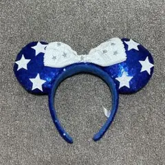 ディズニー　ミニー　スパンコール　カチューシャ　青
