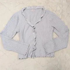 Bab バブ　グレー リブ編み カーディガン　フリル　春秋冬のサムネイル