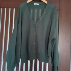 【earth】美品　グリーン Vネック カーディガン