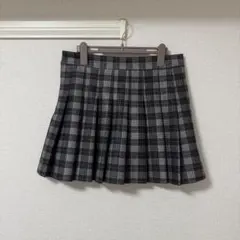 XLサイズ ブラック グレー チェック プリーツスカート レディース