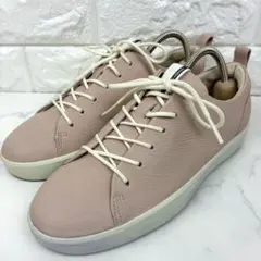 美品 ecco エコー シボ レザー ローカット スニーカー ピンク 35のサムネイル