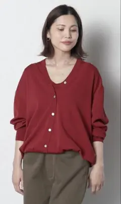 MERI 2way Vネックドライニットカーデ