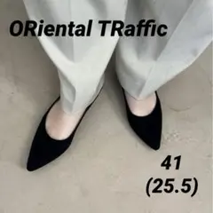 オリエンタルトラフィック　バイカラーポインテッドトゥパンプス　ブラック 25.5