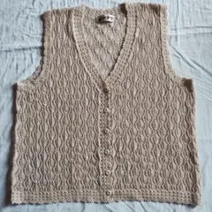 ベージュ レース編み ベスト