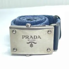 美品】PRADA プラダ ガチャベルト シルバー金具 レザー キャンバス 黒