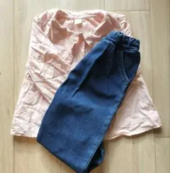 ピンクシャツとデニムパンツ 110サイズ　テータテート　tete a tete
