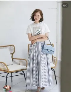 セブンテンバイミホカワヒト プリントハイウエストタックスカート