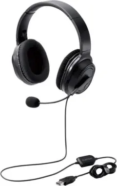 ELECOM HS-HP30UBK ヘッドセット マイク付き USB 有線 ①