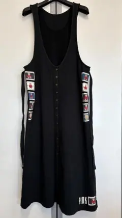 PINK HOUSEワッペン付きノースリーブワンピース ブラック｜希少デザイン