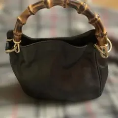 バンブーハンドル ブラックハンドバッグ