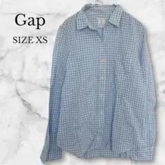 GAP 襯衫 上衣 長袖 格紋 棉100% 藍色