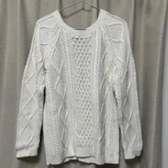 GAP ホワイト ケーブルニットセーター M