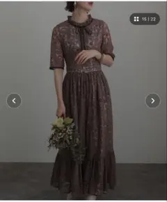atlo 結婚式　パーティードレス　モールレースミモレ丈&七分袖