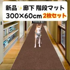 新品2個 廊下カーペット 階段敷きマット 吸着 滑り止め 洗える6m×60cm 