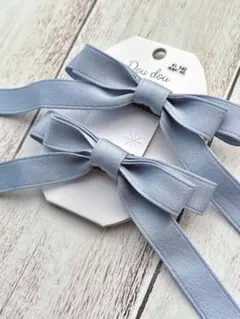 doudou リボンヘアクリップ ブルー