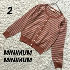 【ミニマムミニマム】 フラワーボタンニットカーディガン 長袖 花ボタン ボーダー