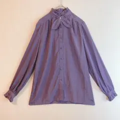 （M）レディース ブラウス ジャガード風 ストライプ ペイズリー柄 ハイネック