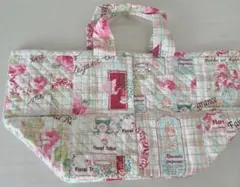 パッチワーク　ハンドメイド　トートバッグ　ピンク　花