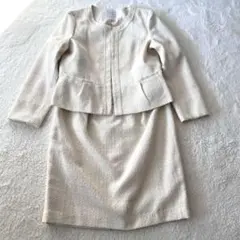 オペークドットクリップ　セレモニースーツ　セットアップ ノーカラー　ツイード