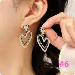 ハート型ピアス　シルバー　ブラック　揺れる　ラメ　モテ　デート