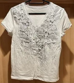 HIROKO KOSHINO レディース 半袖 Tシャツ ホワイト 花柄 装飾