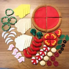 【匿名配送】トッピング付き ピザセット(フェルト/ハンドメイド)