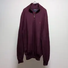 ポロラルフローレン　ハーフジップ　ニット　S パープル