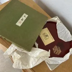 新品 象彦 丸盆 漆器 菓子盆 茶道具　赤
