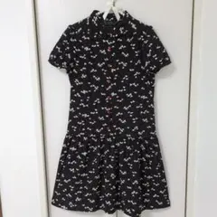 To b. by agnes b. 小鳥柄 半袖 ワンピース ブラック Mのサムネイル