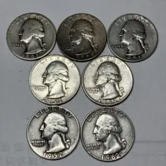 1957年、1958年、1964年 アメリカ合衆国25セント銀貨4枚 - メルカリ