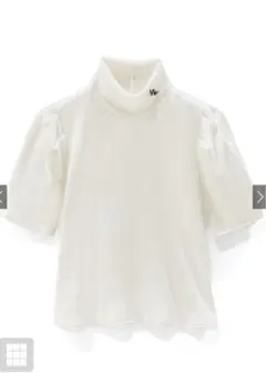 GRL ロゴ刺繍タートルネックパワーショルダートップス