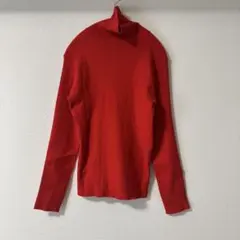 タートルネック 長袖 ニット レッド