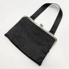 美品✨ポールスミス　フォーマルバッグ　レザー　化繊ファブリック　がま口　黒　ラメ