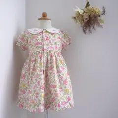 新品　スモッキング　ワンピース　襟付き　前開　さくら　リバティ　メゾピアノ　似