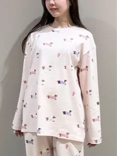 【新品未使用】ジェラートピケ♡ダックスフンド柄ロンT ピンク