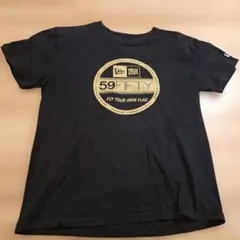 ニューエラ　Tシャツ　160 ブラック　ゴールド　サークルロゴ　半袖