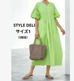 STYLE DELI ハートネックタックスリーブワンピース ライムイエロー